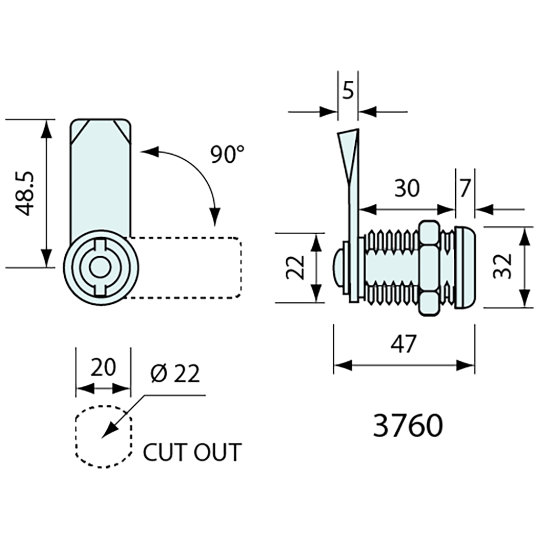 Cam Lock 5mm Pin Chrome Heavy Duty 30mm Cam Lock 5mm Pin Chrome Heavy Duty 30mm